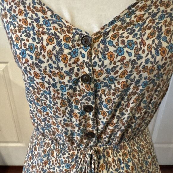 Floral Boho Midi Dress Small Lined Cottagecore Peasant Flower Romantic Casual - Picture 2 of 14